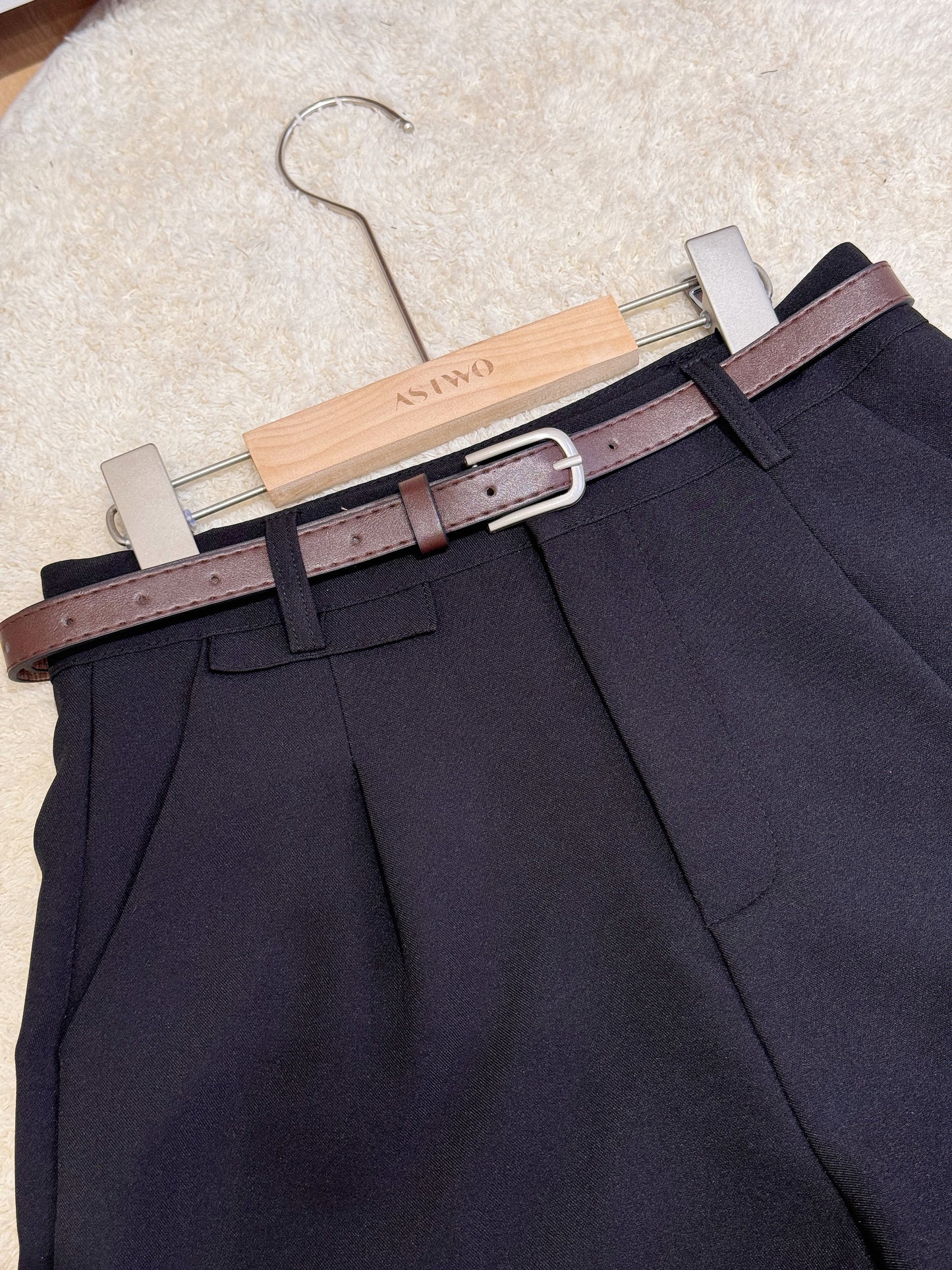 Belted High-Waisted Tailored Shorts