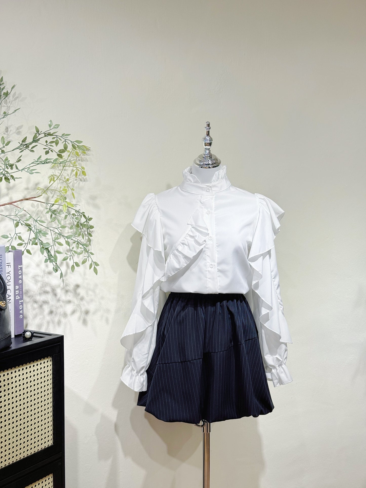 Ruffle Blouse & Bubble Skirt Set