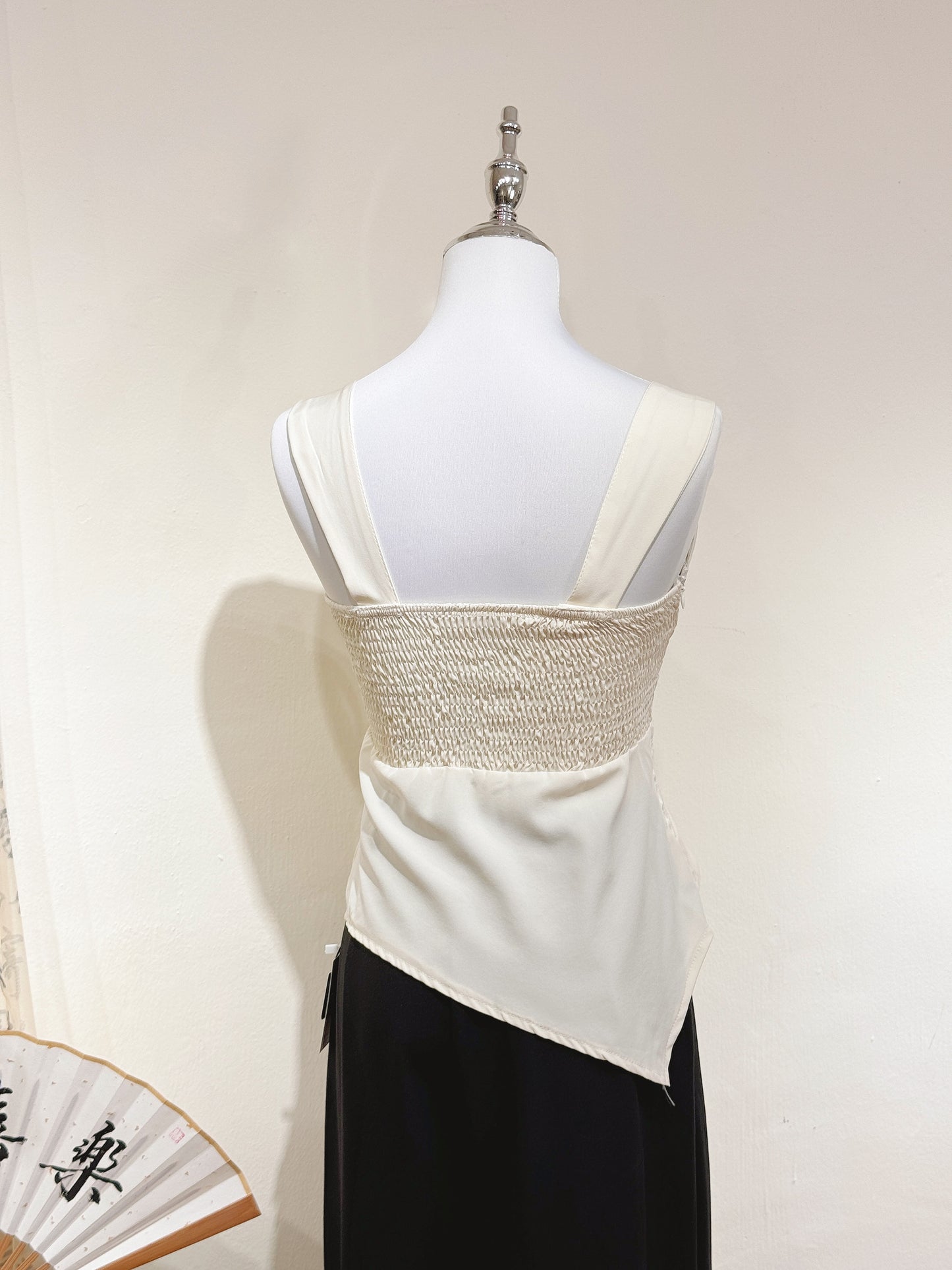 Jacquard Mesh Bow Tie Top
