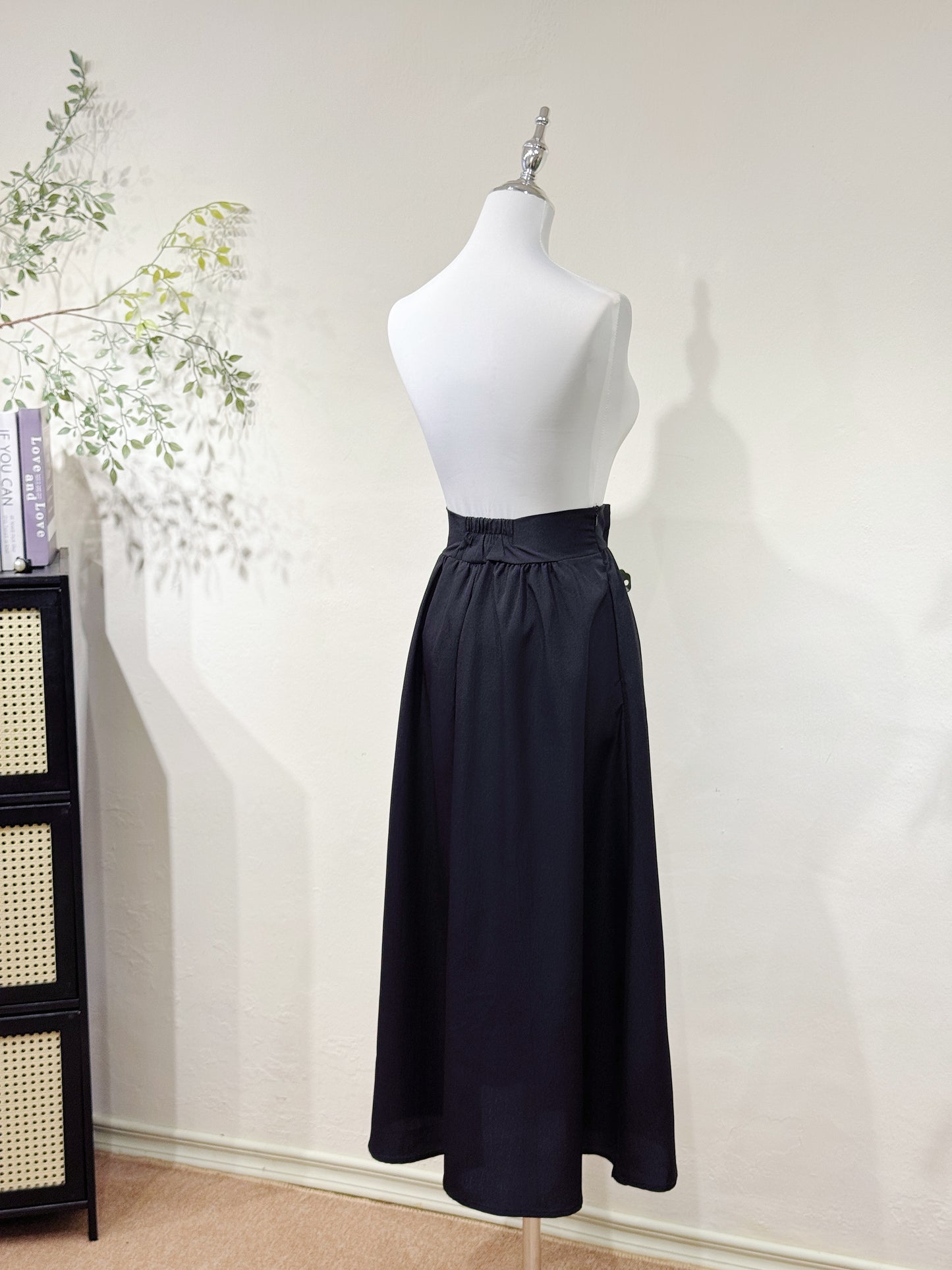 Black Puff Sleeve Two-Piece Dress Set