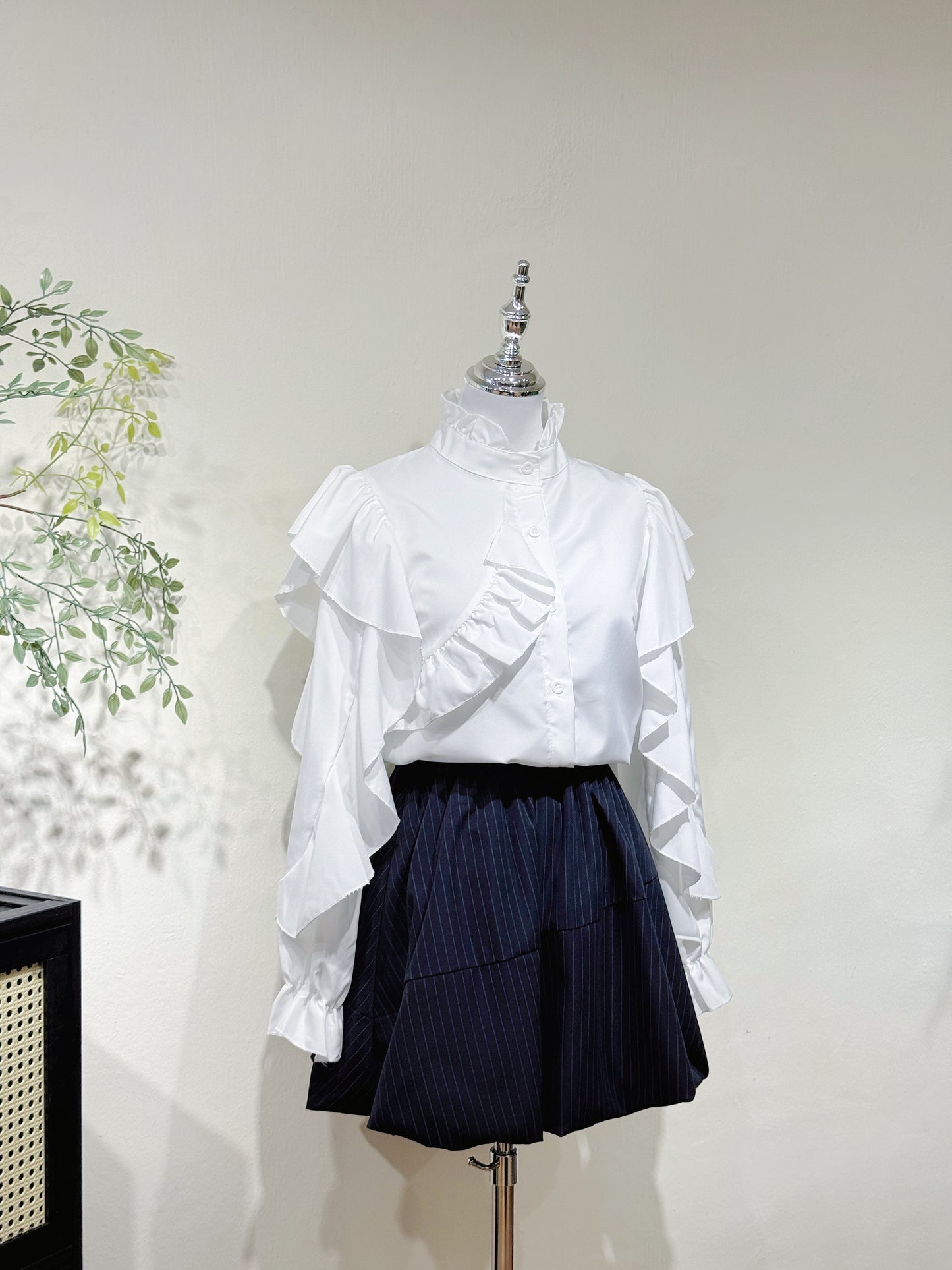 Ruffle Blouse & Bubble Skirt Set