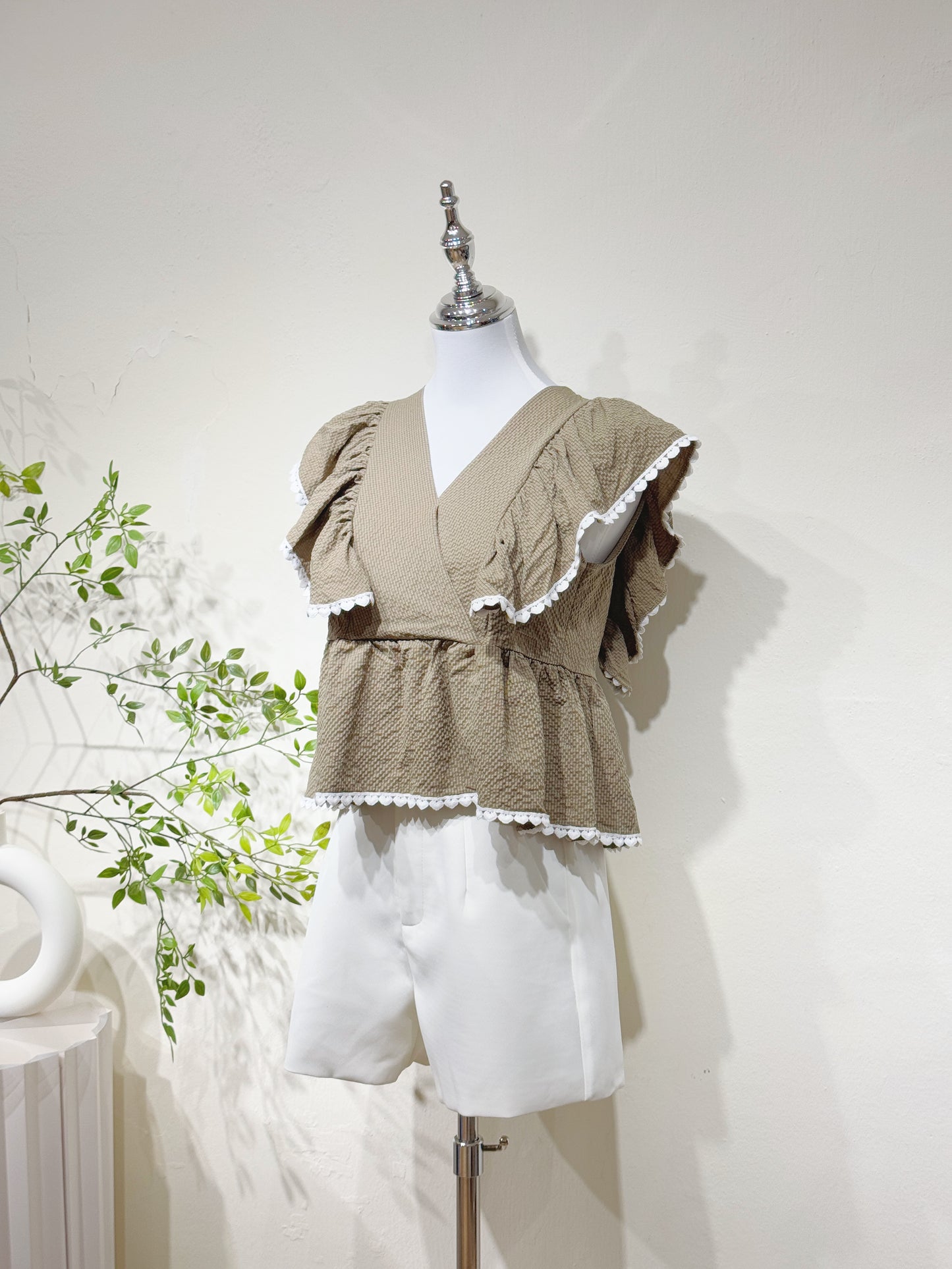 Minimalist Ruffle Wrap Top