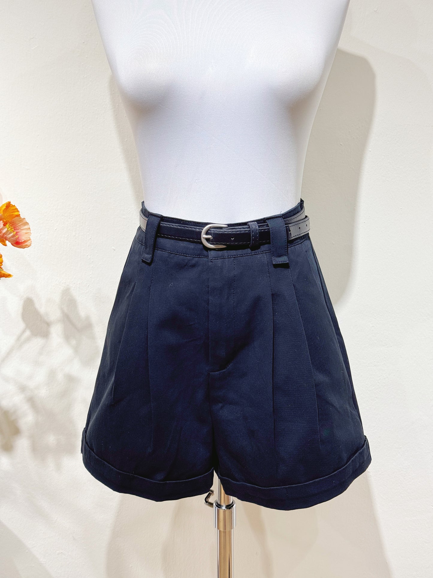 Black Denim Tailored Shorts
