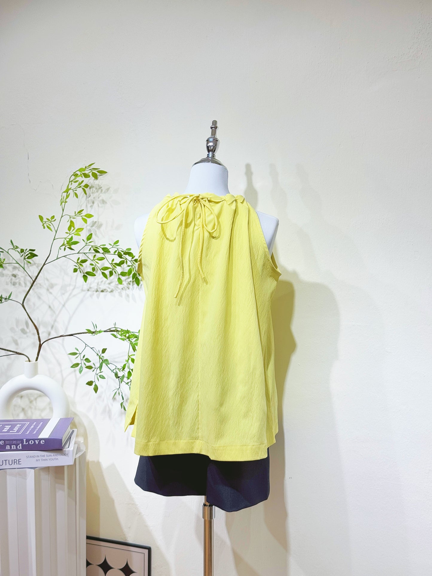 Sleeveless Braided Collar Top