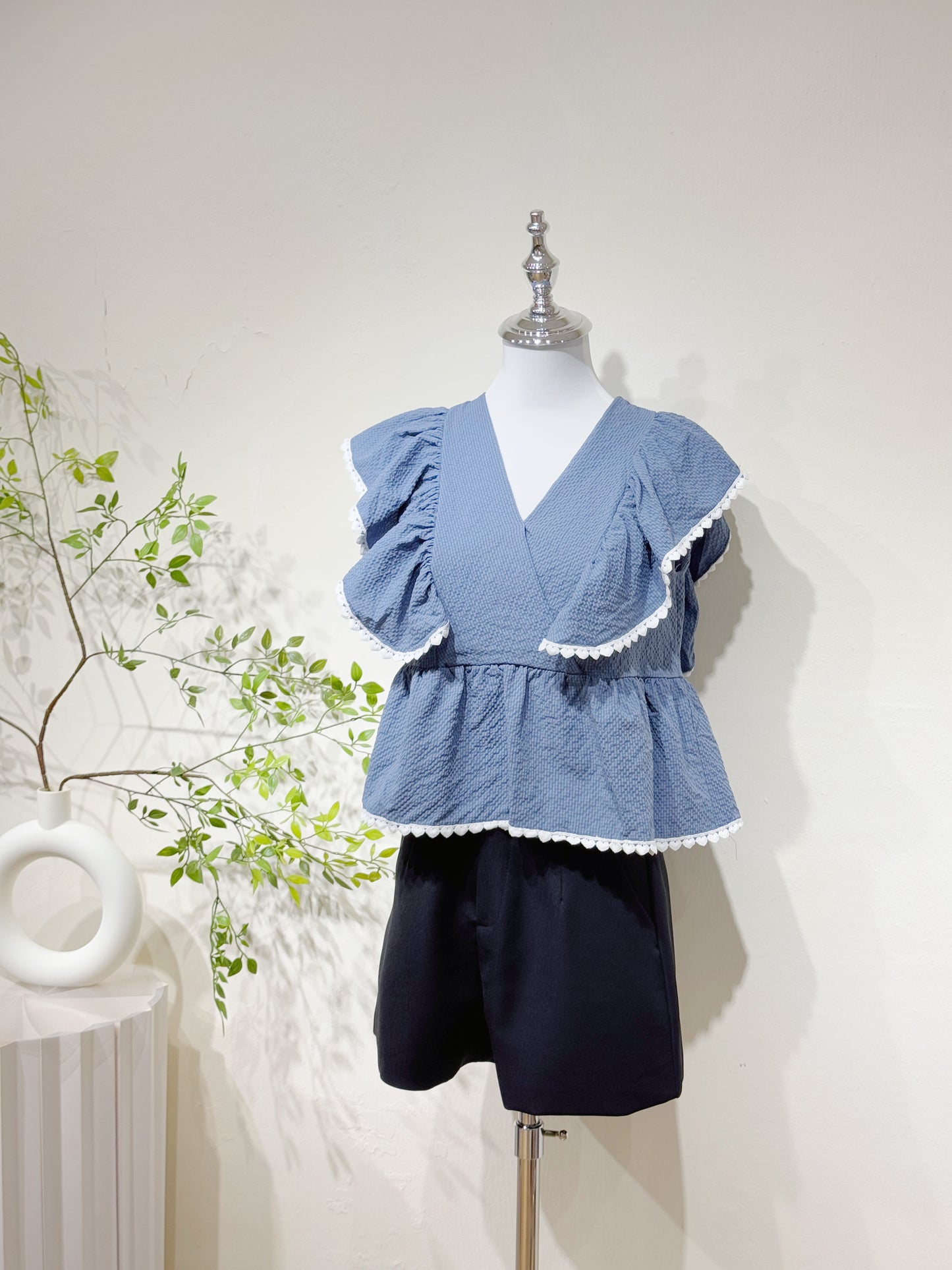 Minimalist Ruffle Wrap Top