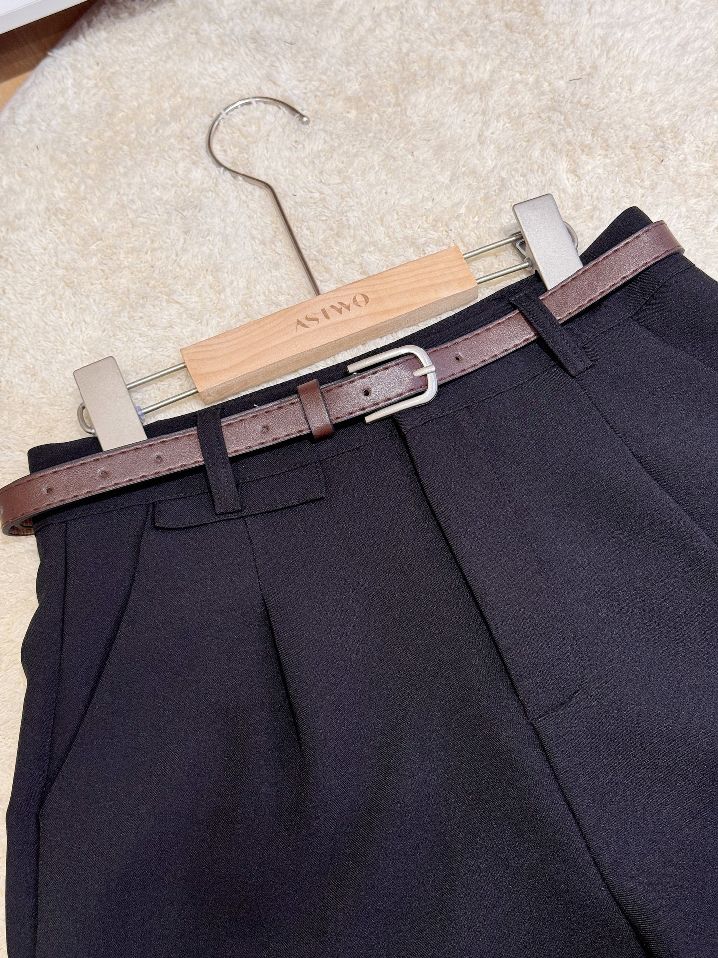 Belted High-Waisted Tailored Shorts