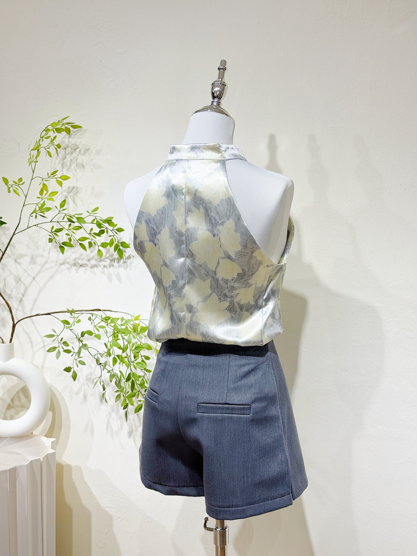 Silk & Printed Flora Halter Top