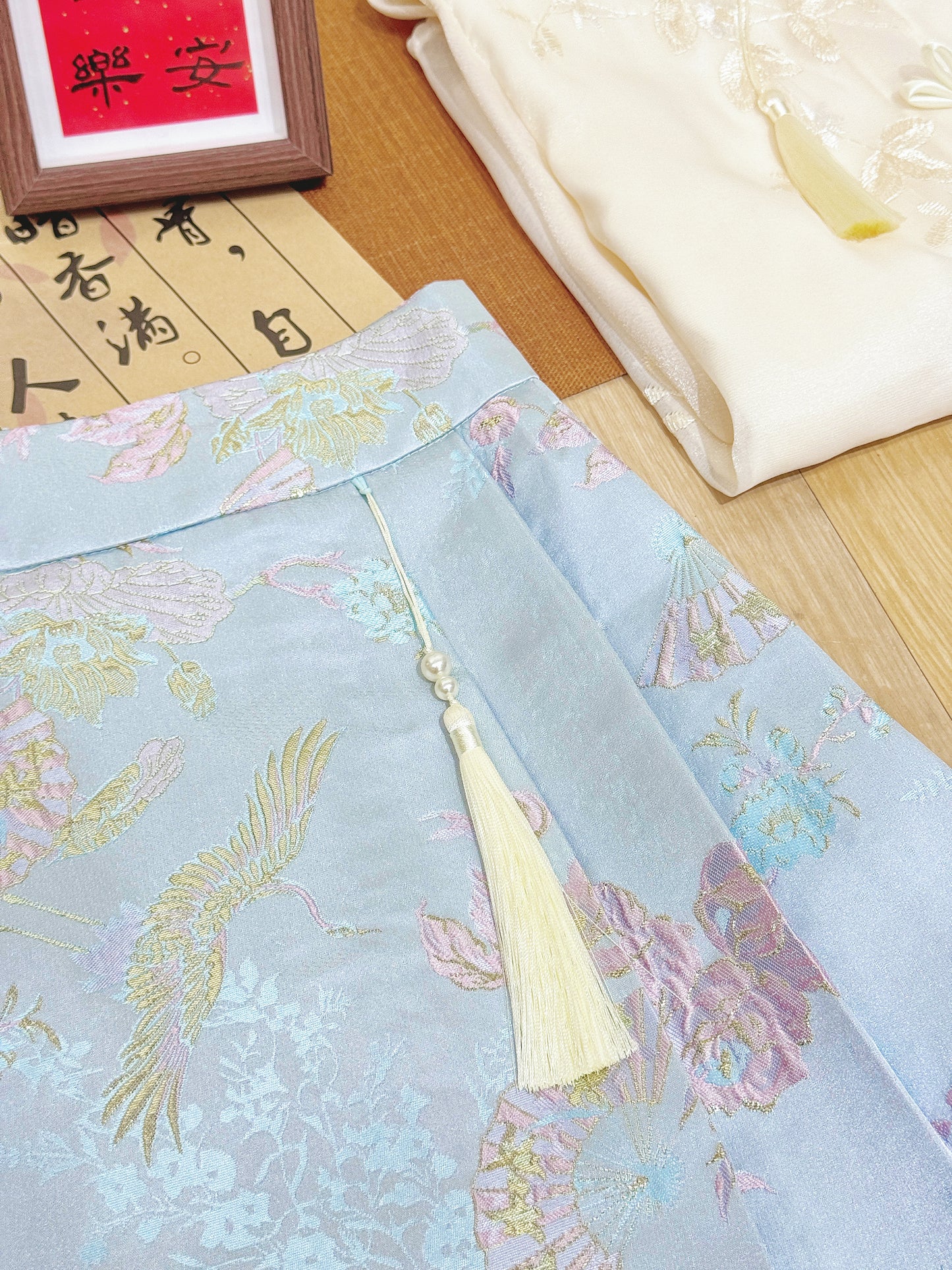 Jacquard Satin Pleated Skort