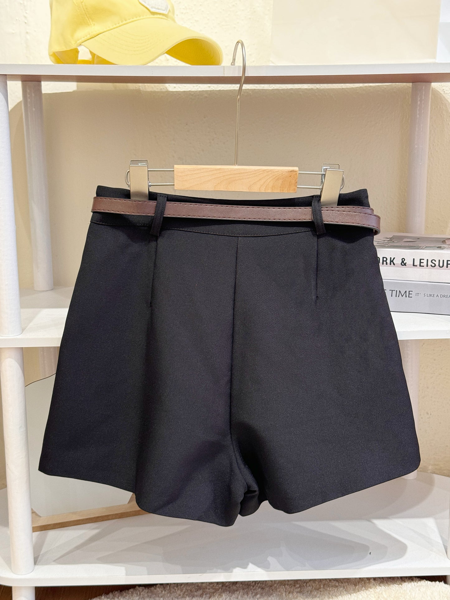 Belted High-Waisted Tailored Shorts