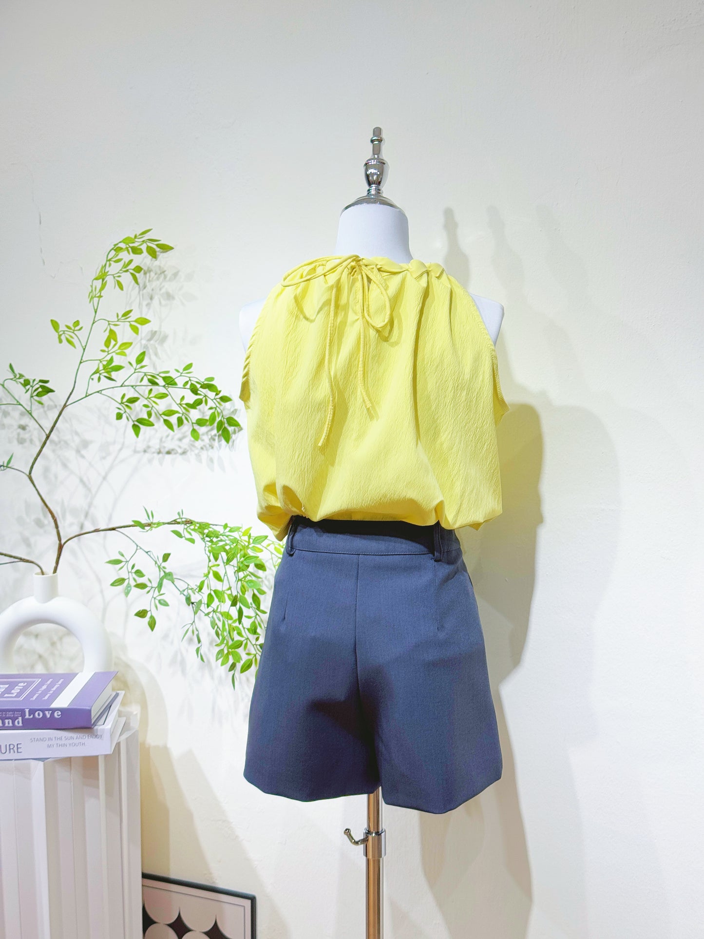 Sleeveless Braided Collar Top
