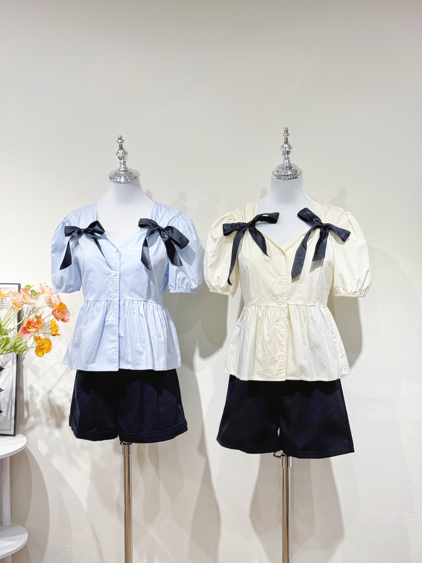Bow-Tied Puff Sleeve Blouse