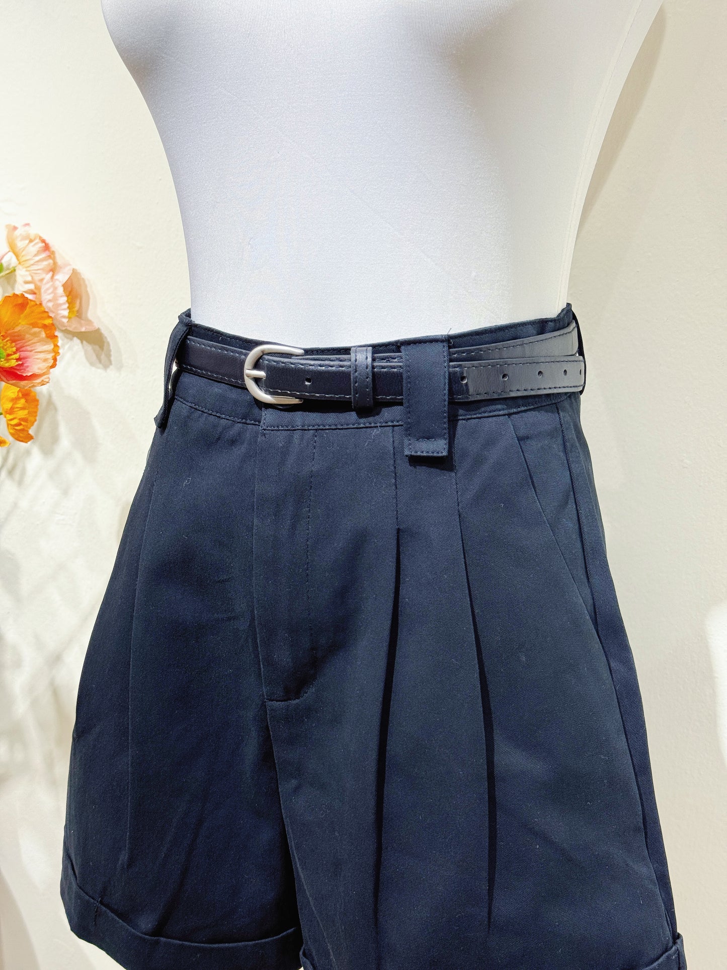 Black Denim Tailored Shorts