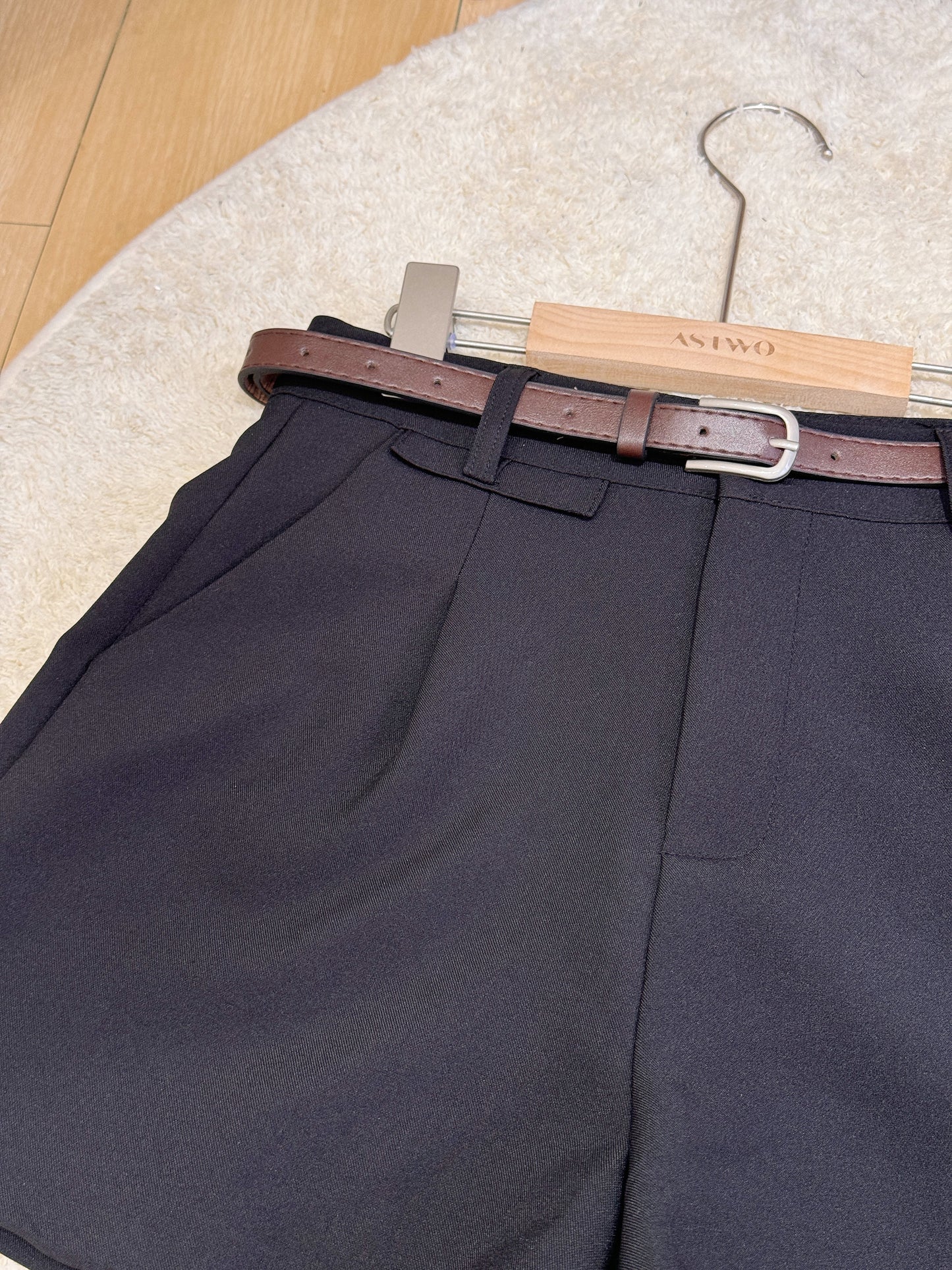 Belted High-Waisted Tailored Shorts