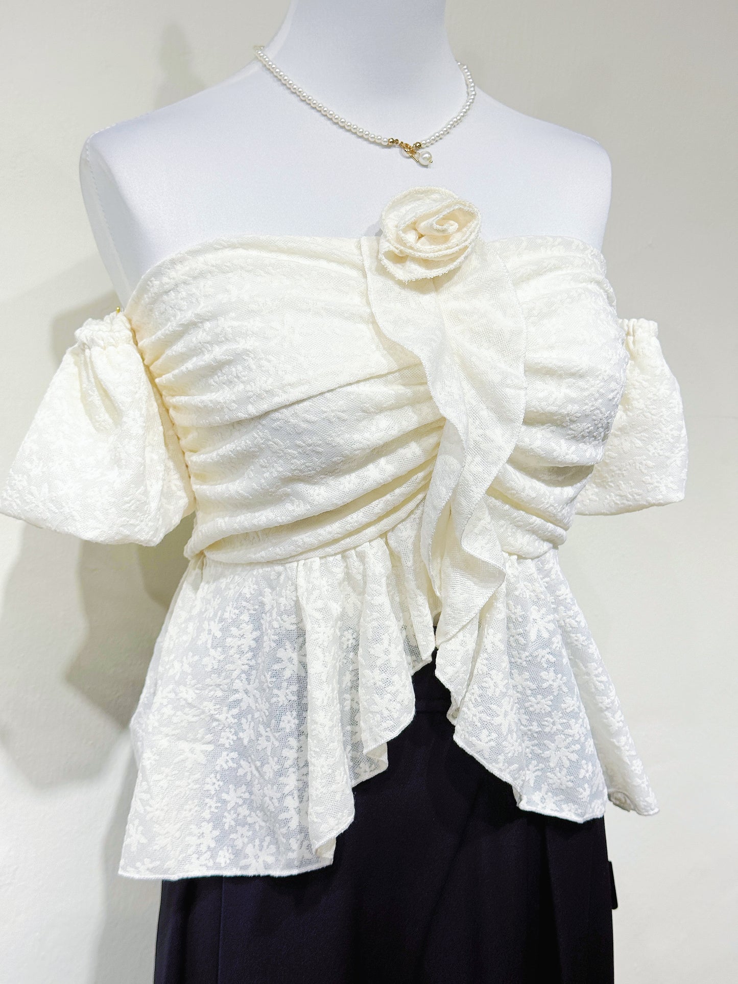 Lace Off-Shoulder Ruffle Blouse