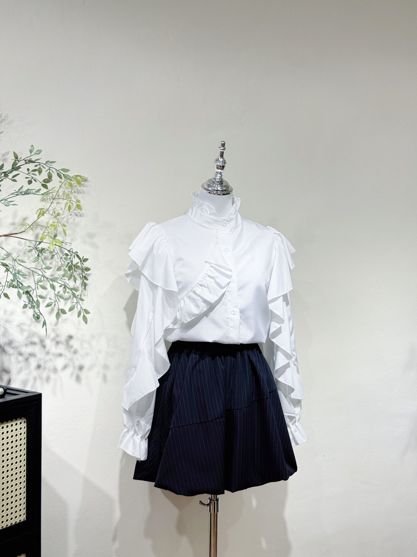 Ruffle Blouse & Bubble Skirt Set