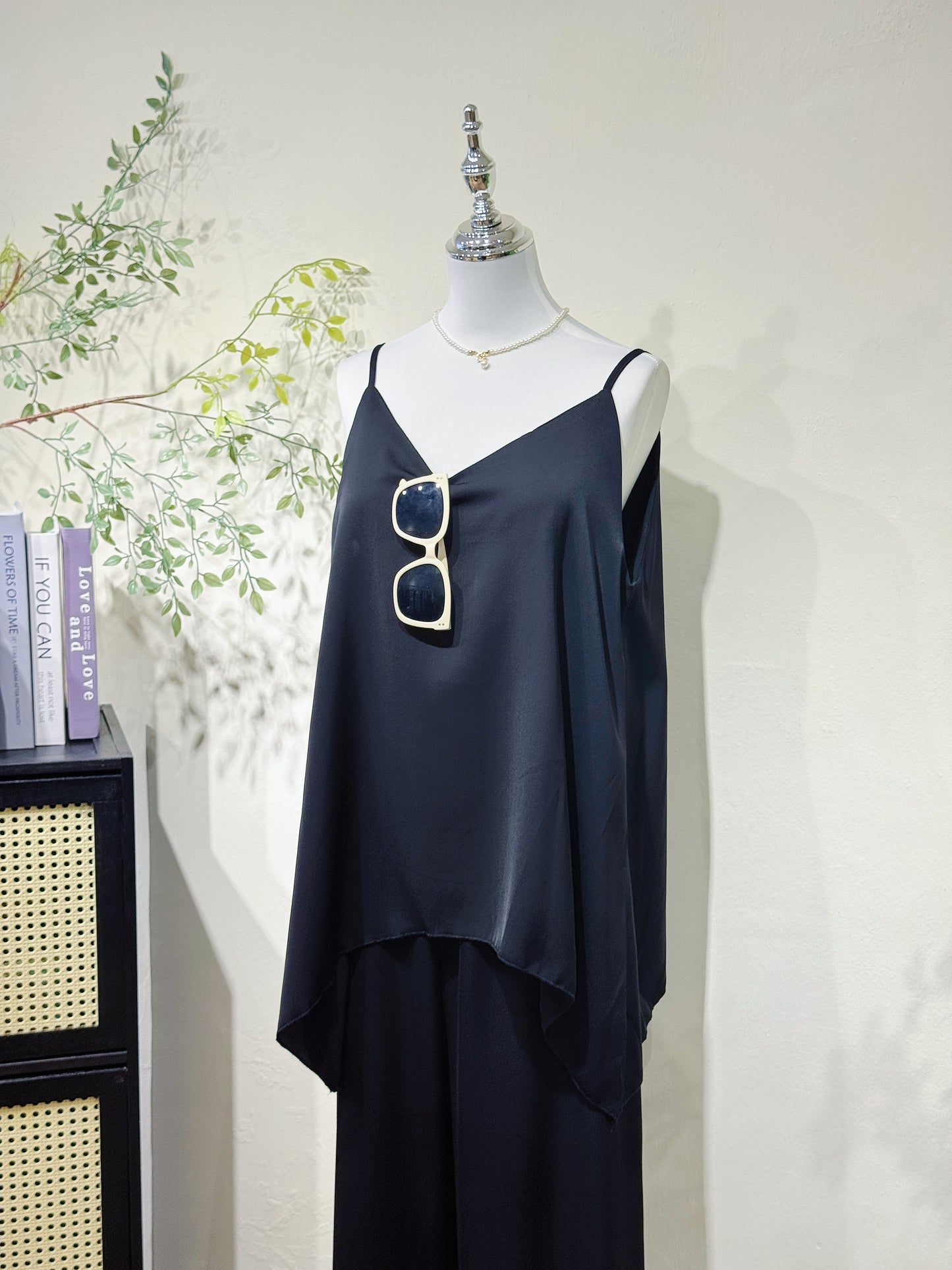 Satin Asymmetric Cami Two-Piece Set