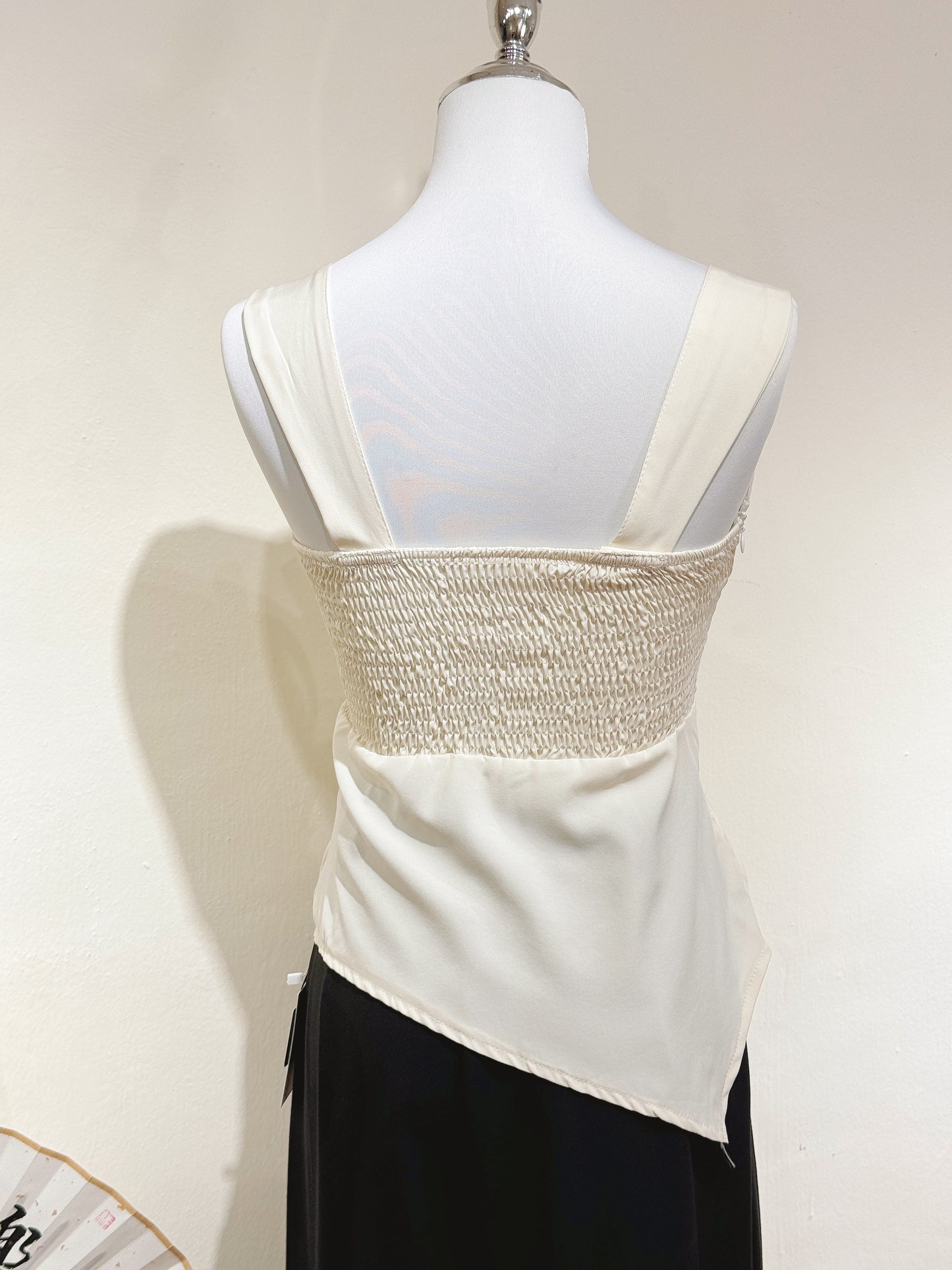 Jacquard Mesh Bow Tie Top