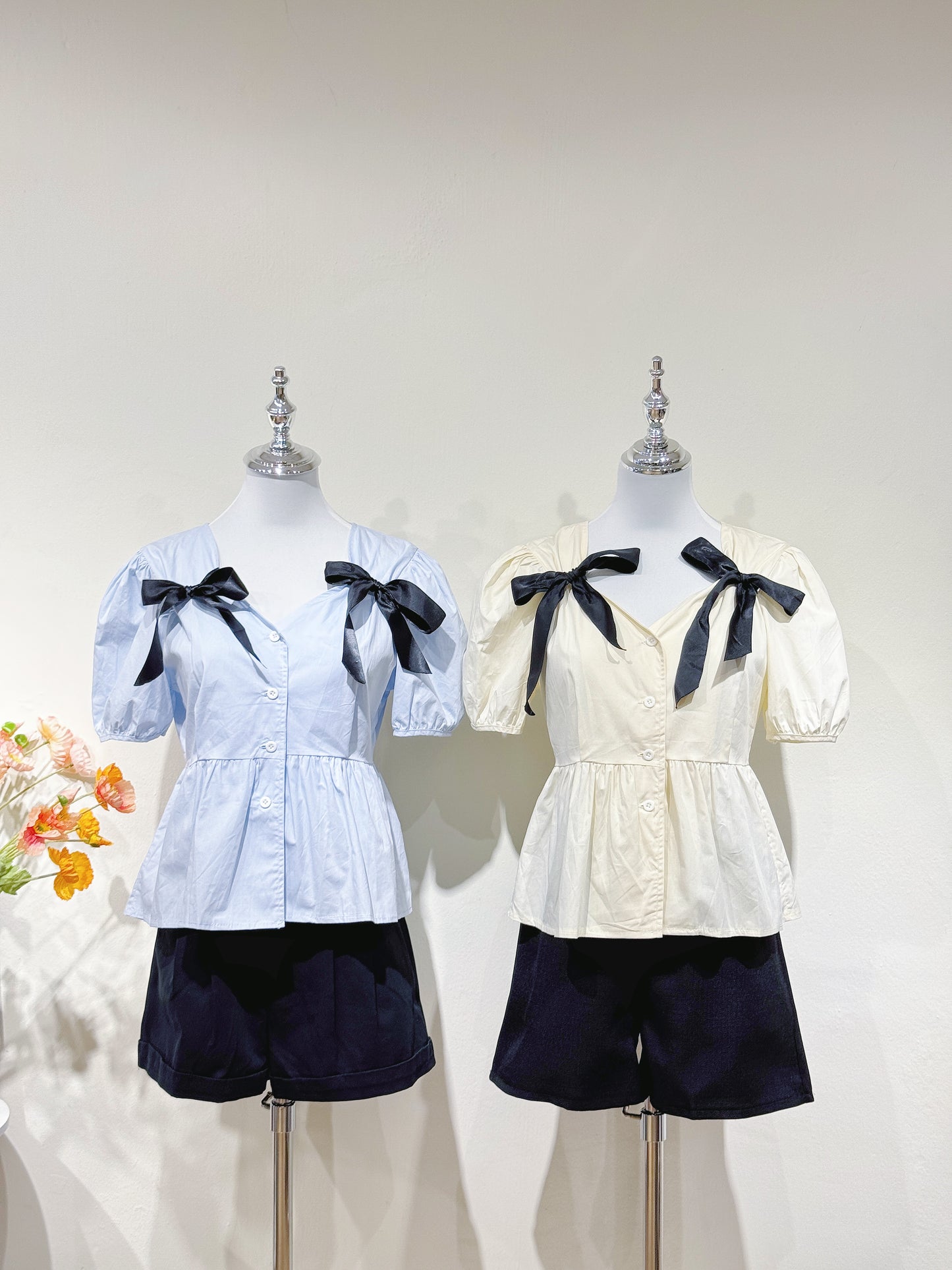 Bow-Tied Puff Sleeve Blouse
