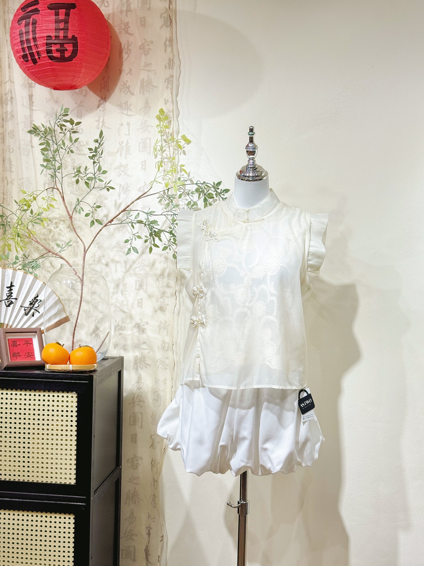 Elegant Chiffon Lace Knot Collar Top