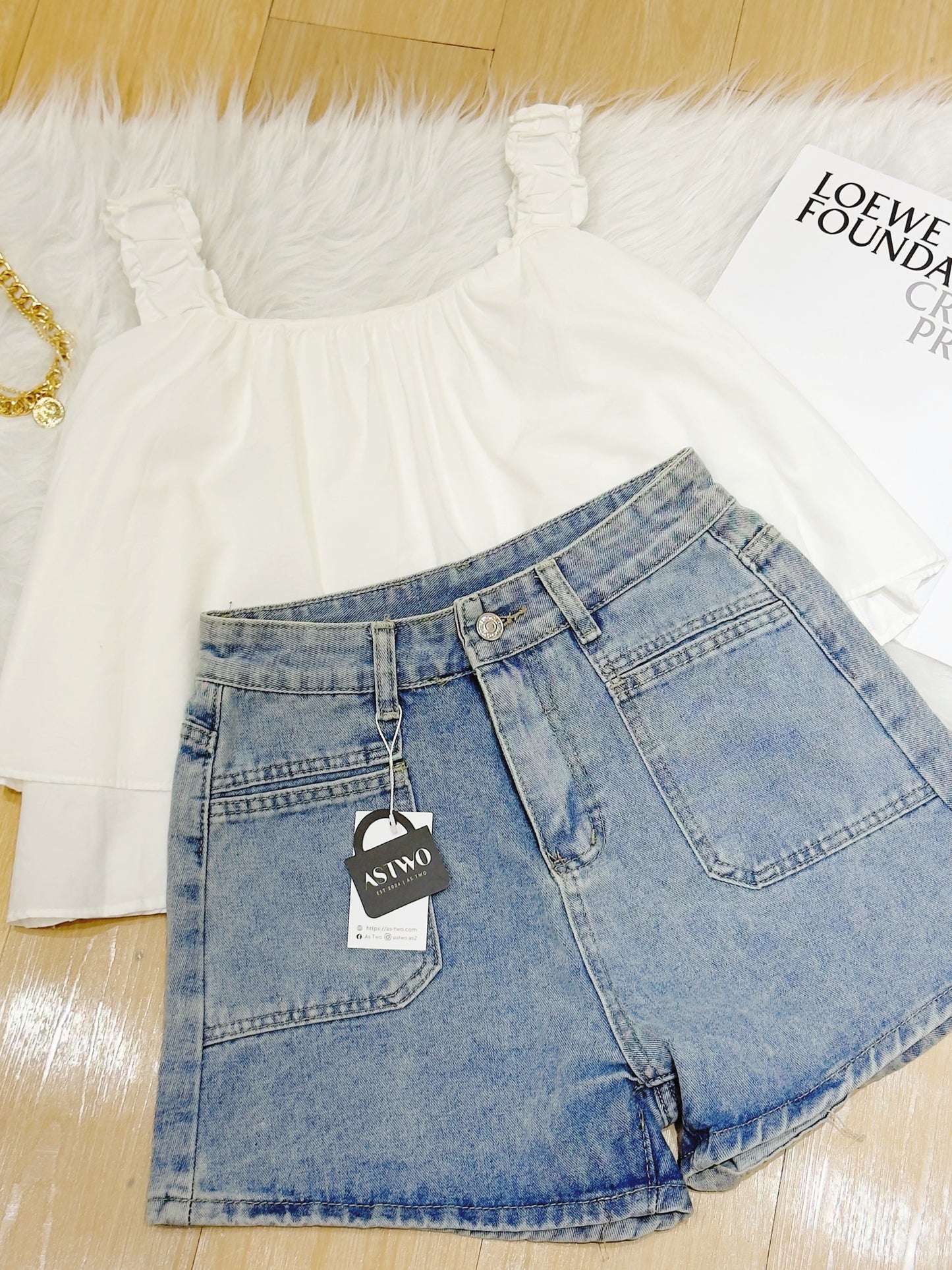 High Waist A-Line Fit Jeans Shorts