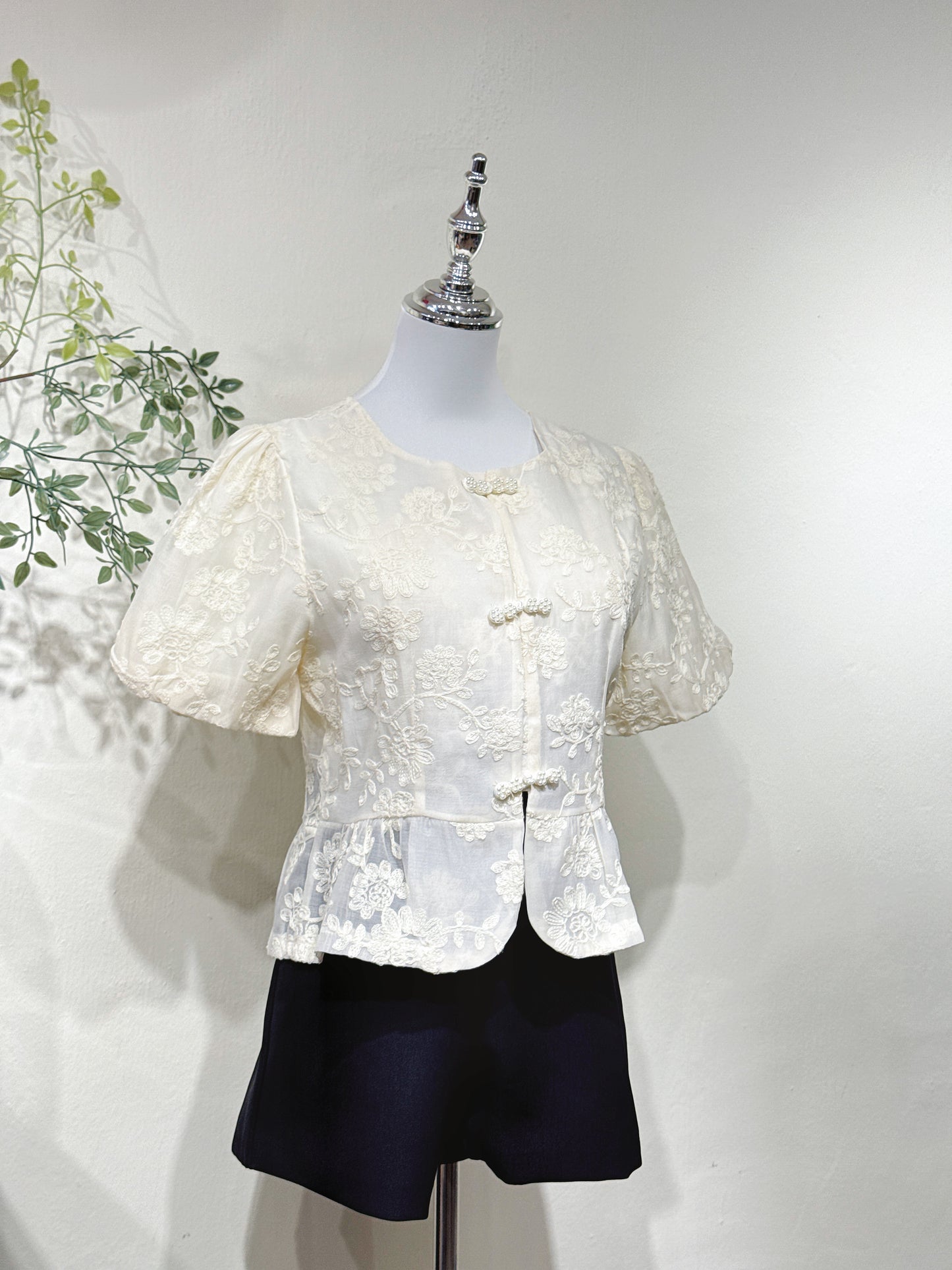Floral Chiffon Lace Knot Top