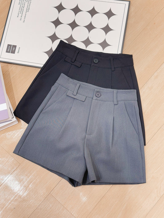 Belted High-Waisted Tailored Shorts