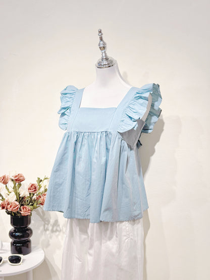 Light Blue Flutter Sleeveless Top