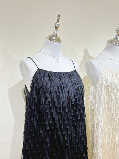 Fuzzy Fringe Midi Dress