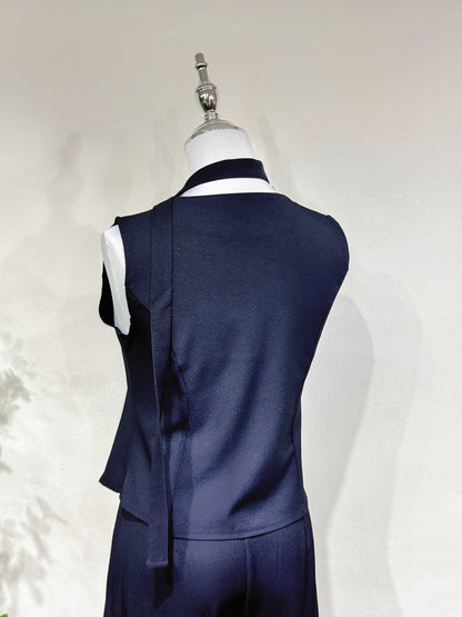 Lace Trim Vest Blazer Blouse