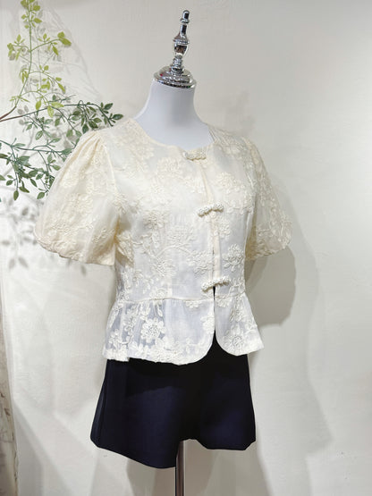Floral Chiffon Lace Knot Top