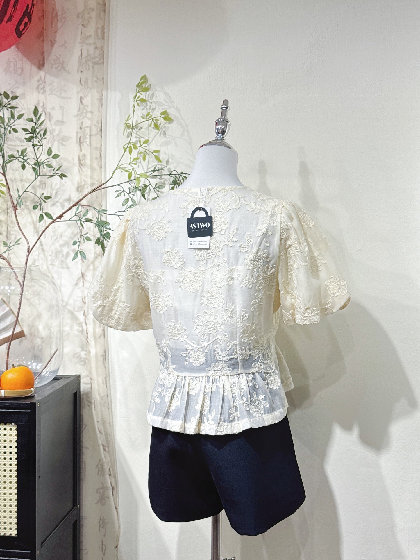 Floral Chiffon Lace Knot Top