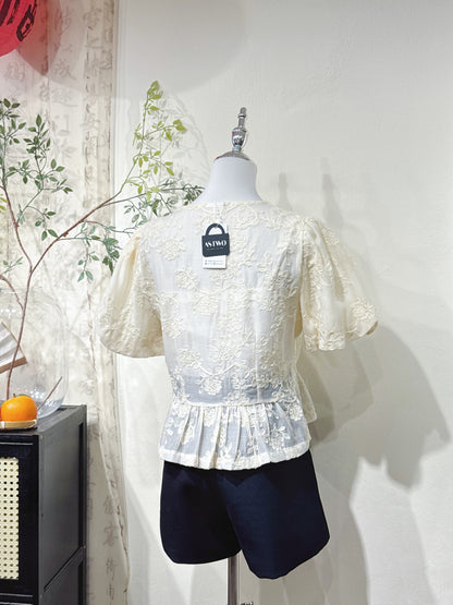 Floral Chiffon Lace Knot Top