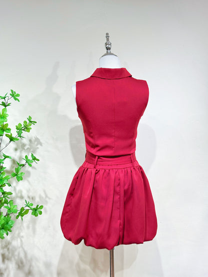 Sleeveless Collar Lantern A-Line Dress