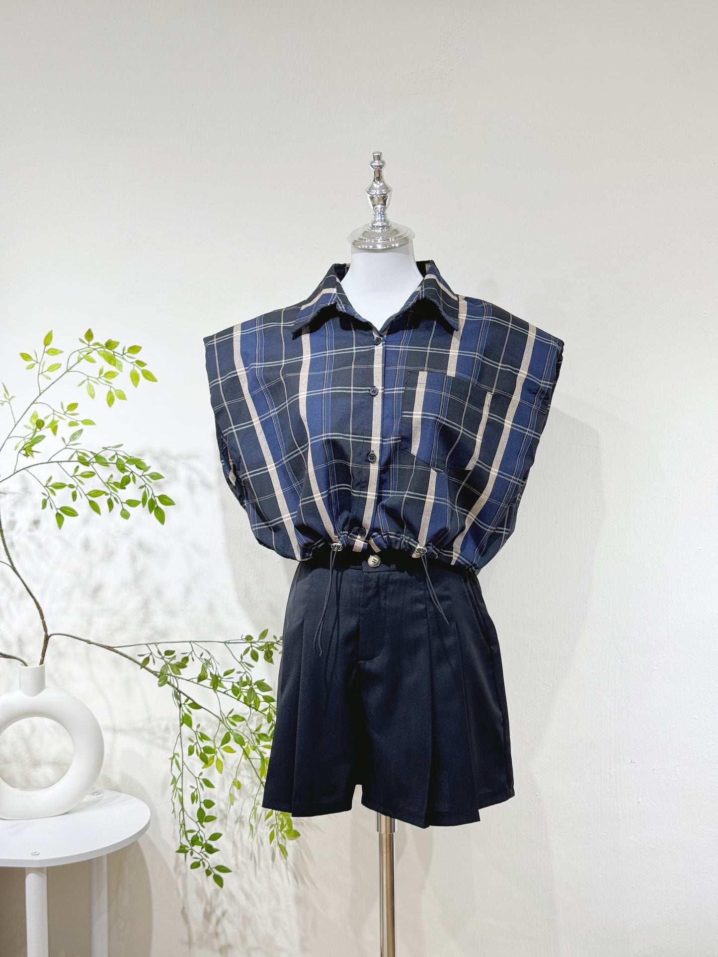 Retro Check Cropped Shirt