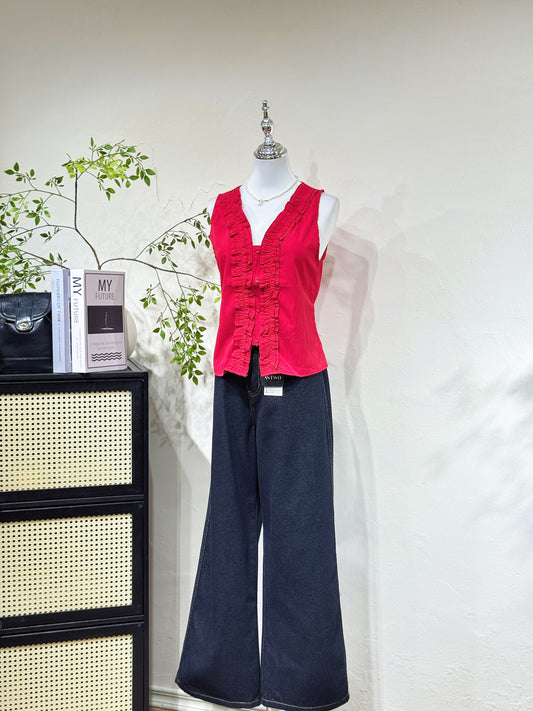 V-Neck Ruffle Blouse