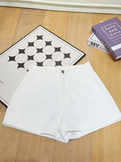 Silver Button High-Waist Shorts