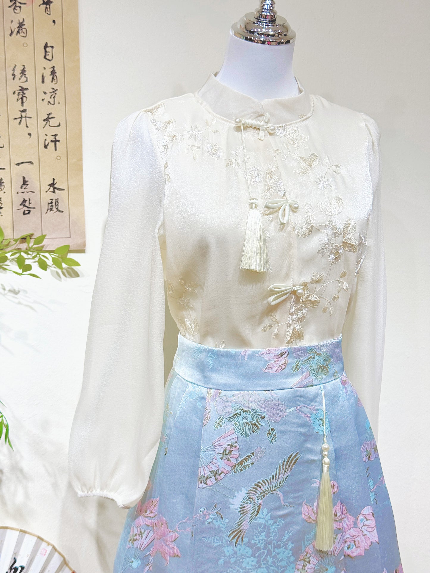 Embroidered Chiffon Cheongsam Top