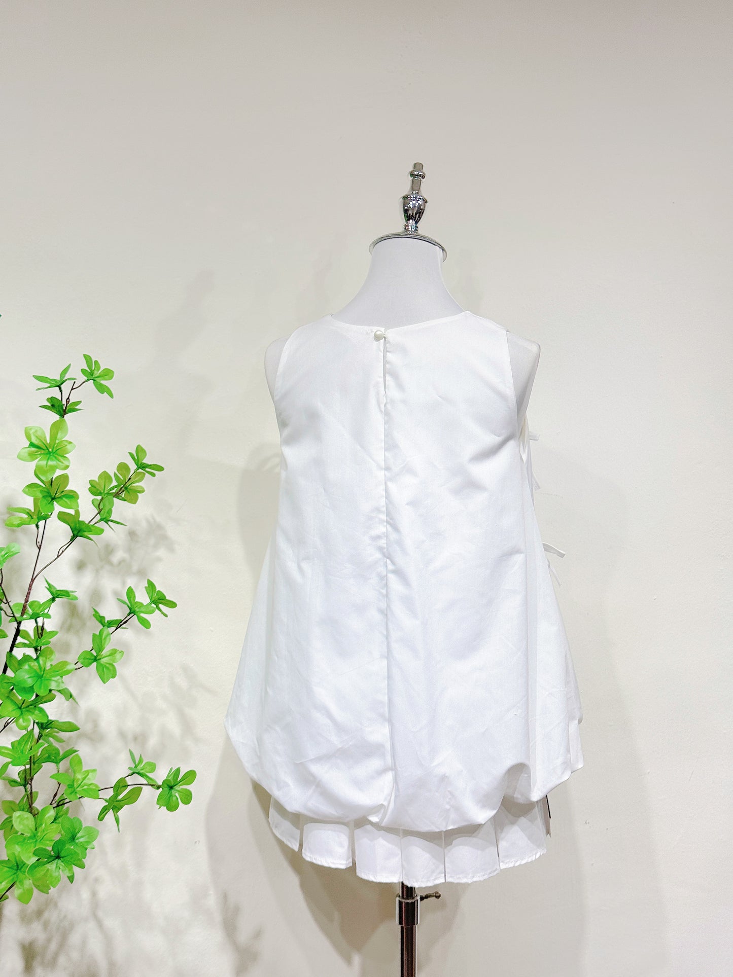 Bow Detail Top & Pleated Skirt Set