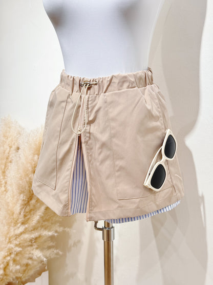 Layered Khaki Skort Set