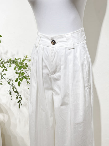 Versatile White Cropped Wide-Leg Pants