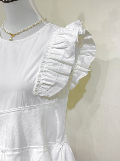 Ruffle Hem Flutter Sleeve Top