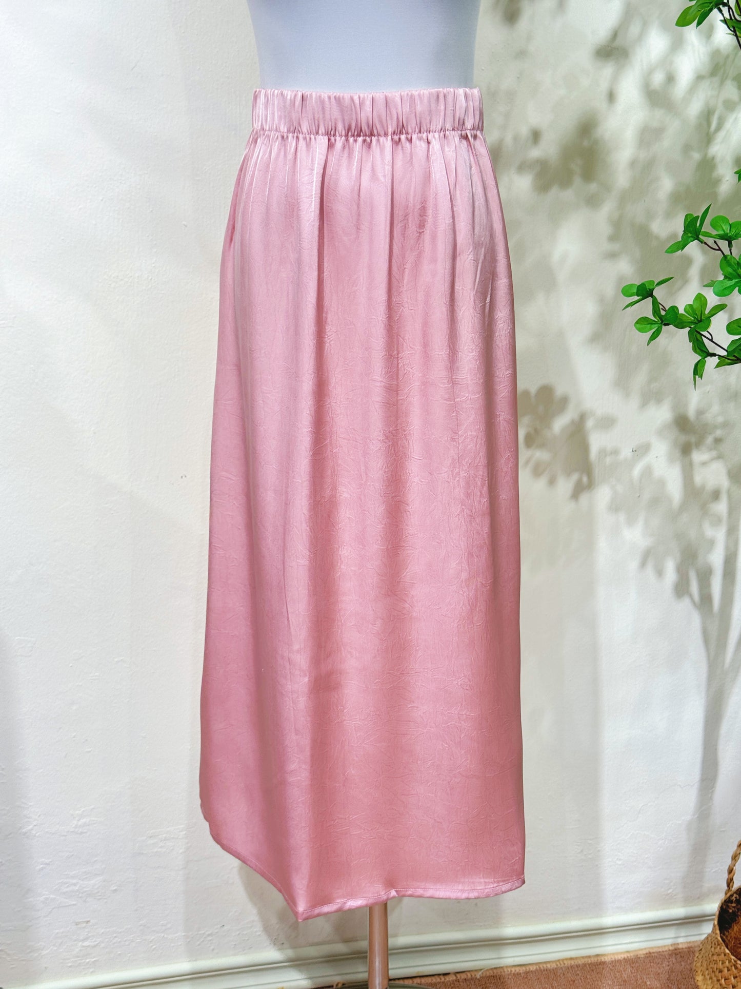Soft Shine Acetate Midi Skirt