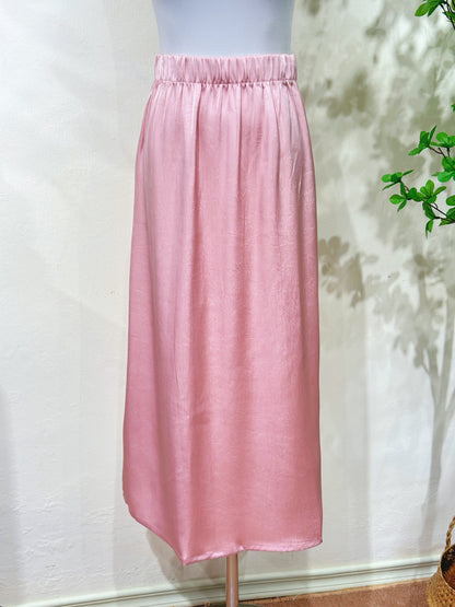 Soft Shine Acetate Midi Skirt