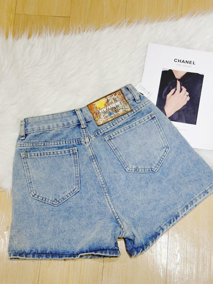 High Waist A-Line Fit Jeans Shorts