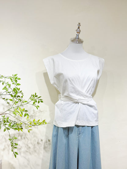 Cross-Tie Linen Top