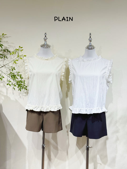 Ruffle Trim Sleeveless Top