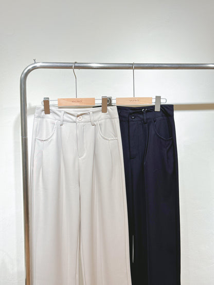 Structured Suit Fabric Straight-Leg Pants