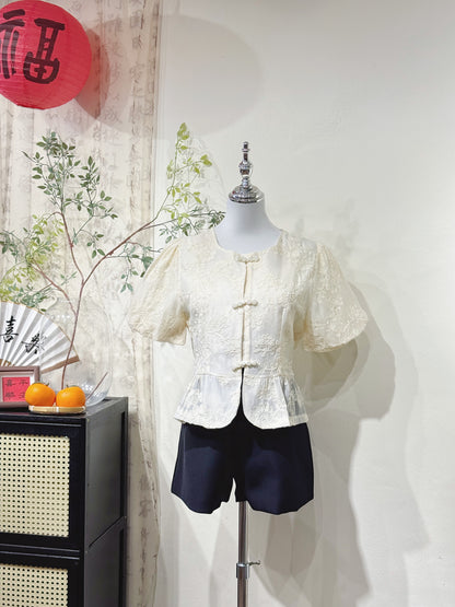 Floral Chiffon Lace Knot Top