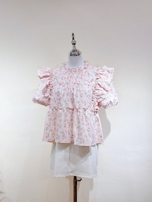 Rose Puff Babydoll Blouse