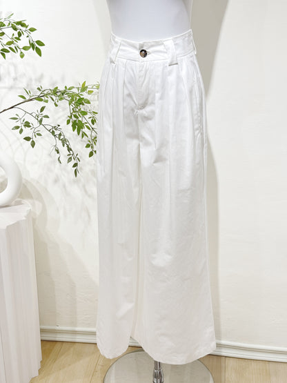 Versatile White Cropped Wide-Leg Pants